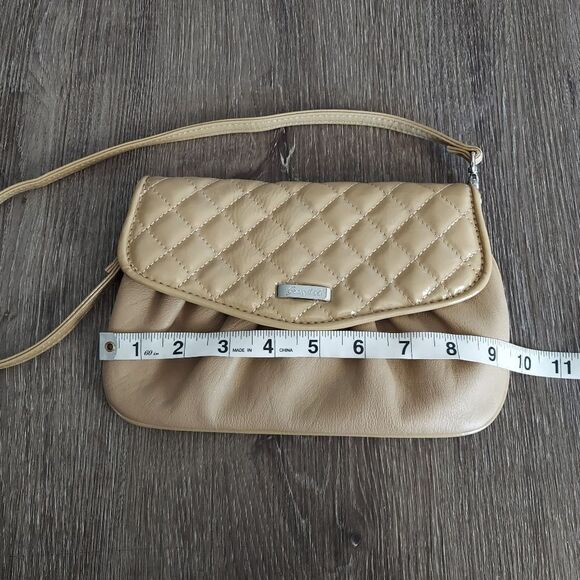 Grace Adele Tan Quilt print Purse Clutch Shoulder Bag with Removable Strap - Picture 6 of 7